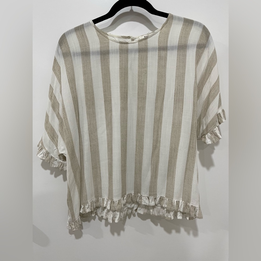 Stripe Blouse with Ruffle Details